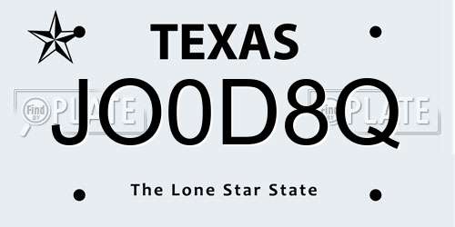 JO0D8Q Texas License Plate