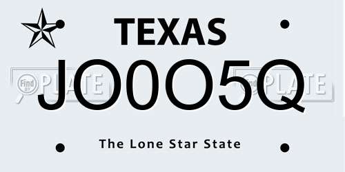 JO0O5Q Texas License Plate