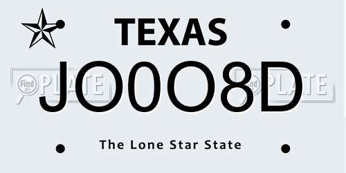 JO0O8D Texas License Plate