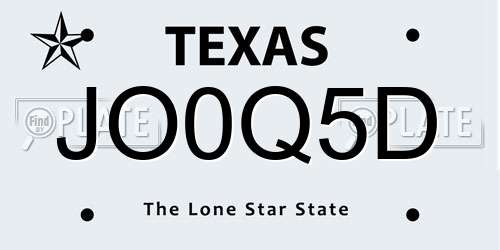JO0Q5D Texas License Plate