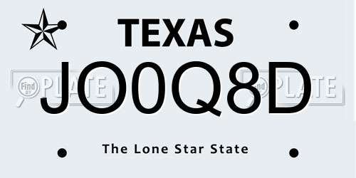 JO0Q8D Texas License Plate