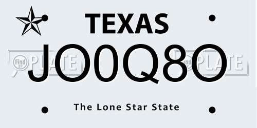 JO0Q8O Texas License Plate