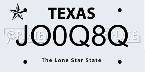 JO0Q8Q Texas License Plate