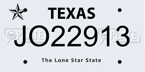 JO22913 Texas License Plate
