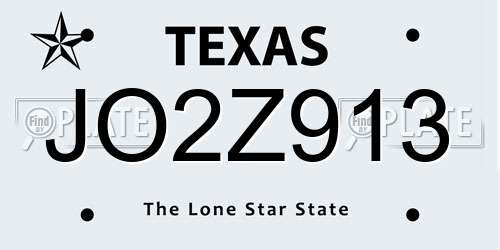 JO2Z913 Texas License Plate