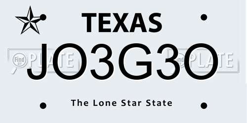 JO3G3O Texas License Plate