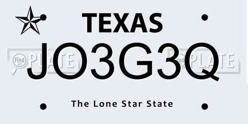JO3G3Q Texas License Plate