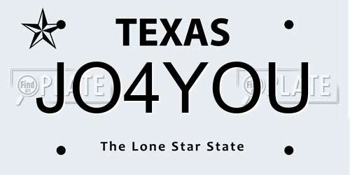 JO4YOU Texas License Plate