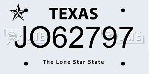 JO62797 Texas License Plate