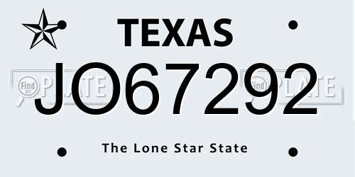 JO67292 Texas License Plate