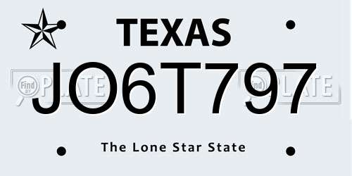 JO6T797 Texas License Plate