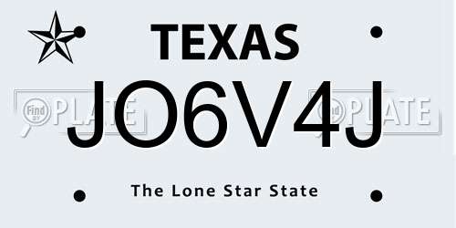 JO6V4J Texas License Plate