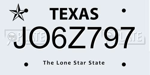 JO6Z797 Texas License Plate