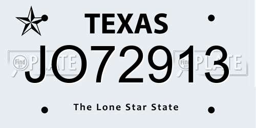 JO72913 Texas License Plate