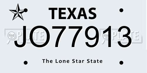 JO77913 Texas License Plate