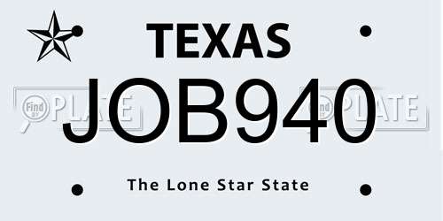 JOB940 Texas License Plate