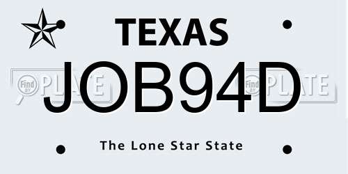 JOB94D Texas License Plate