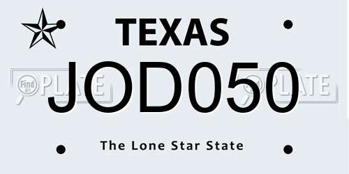 JOD050 Texas License Plate