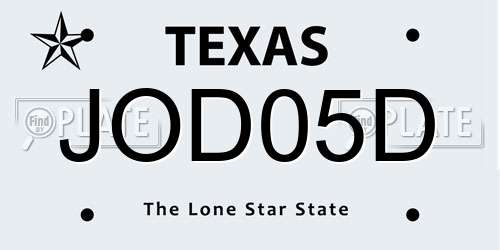 JOD05D Texas License Plate