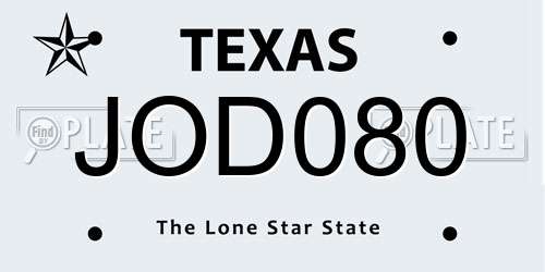 JOD080 Texas License Plate