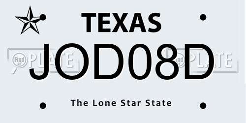 JOD08D Texas License Plate