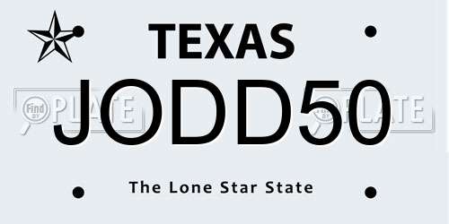 JODD50 Texas License Plate