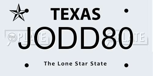 JODD80 Texas License Plate