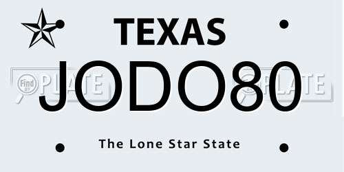 JODO80 Texas License Plate