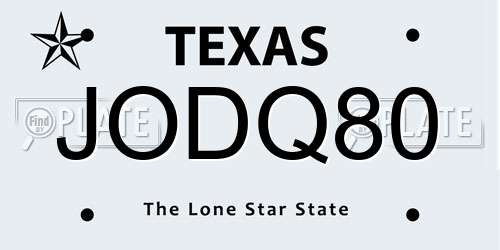 JODQ80 Texas License Plate