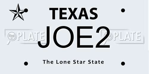JOE2 Texas License Plate