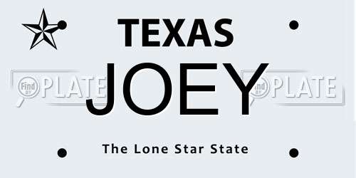 JOEY Texas License Plate