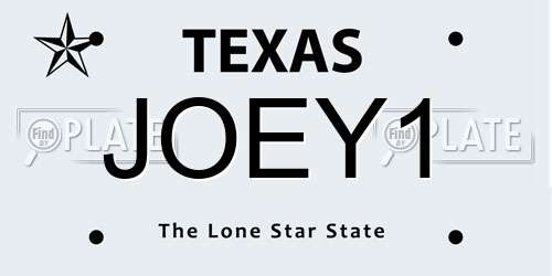 JOEY1 Texas License Plate