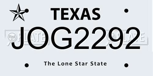 JOG2292 Texas License Plate