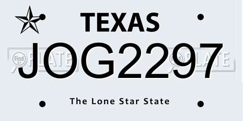 JOG2297 Texas License Plate