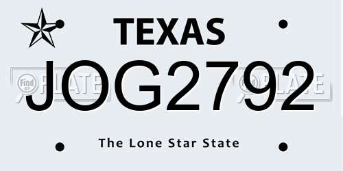 JOG2792 Texas License Plate
