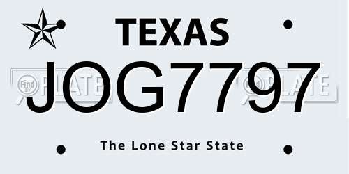 JOG7797 Texas License Plate