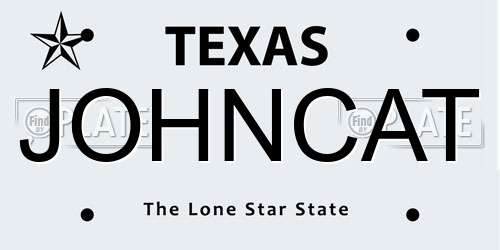 JOHNCAT Texas License Plate