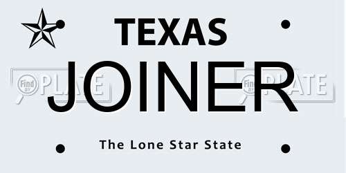 JOINER Texas License Plate