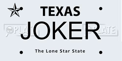 JOKER Texas License Plate