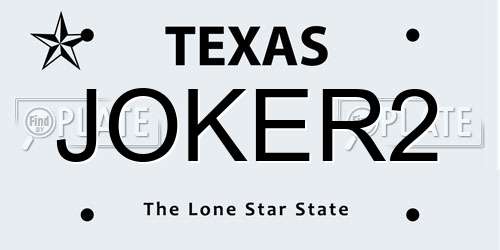 JOKER2 Texas License Plate