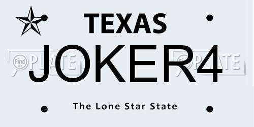 JOKER4 Texas License Plate