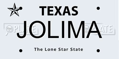 JOLIMA Texas License Plate