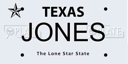 JONES Texas License Plate