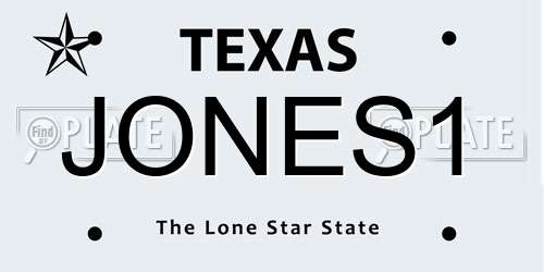 JONES1 Texas License Plate