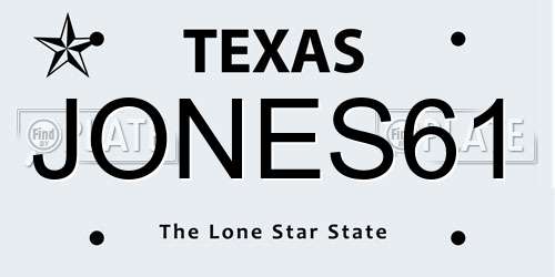 JONES61 Texas License Plate