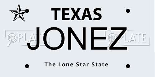 JONEZ Texas License Plate