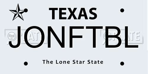 JONFTBL Texas License Plate