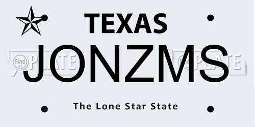 JONZMS Texas License Plate