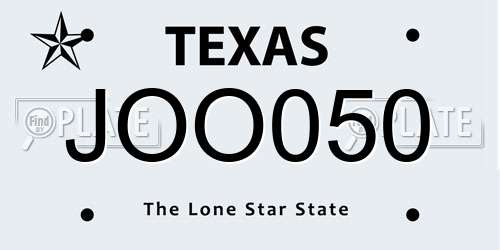 JOO050 Texas License Plate