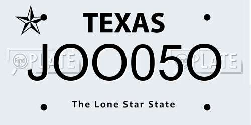JOO05O Texas License Plate